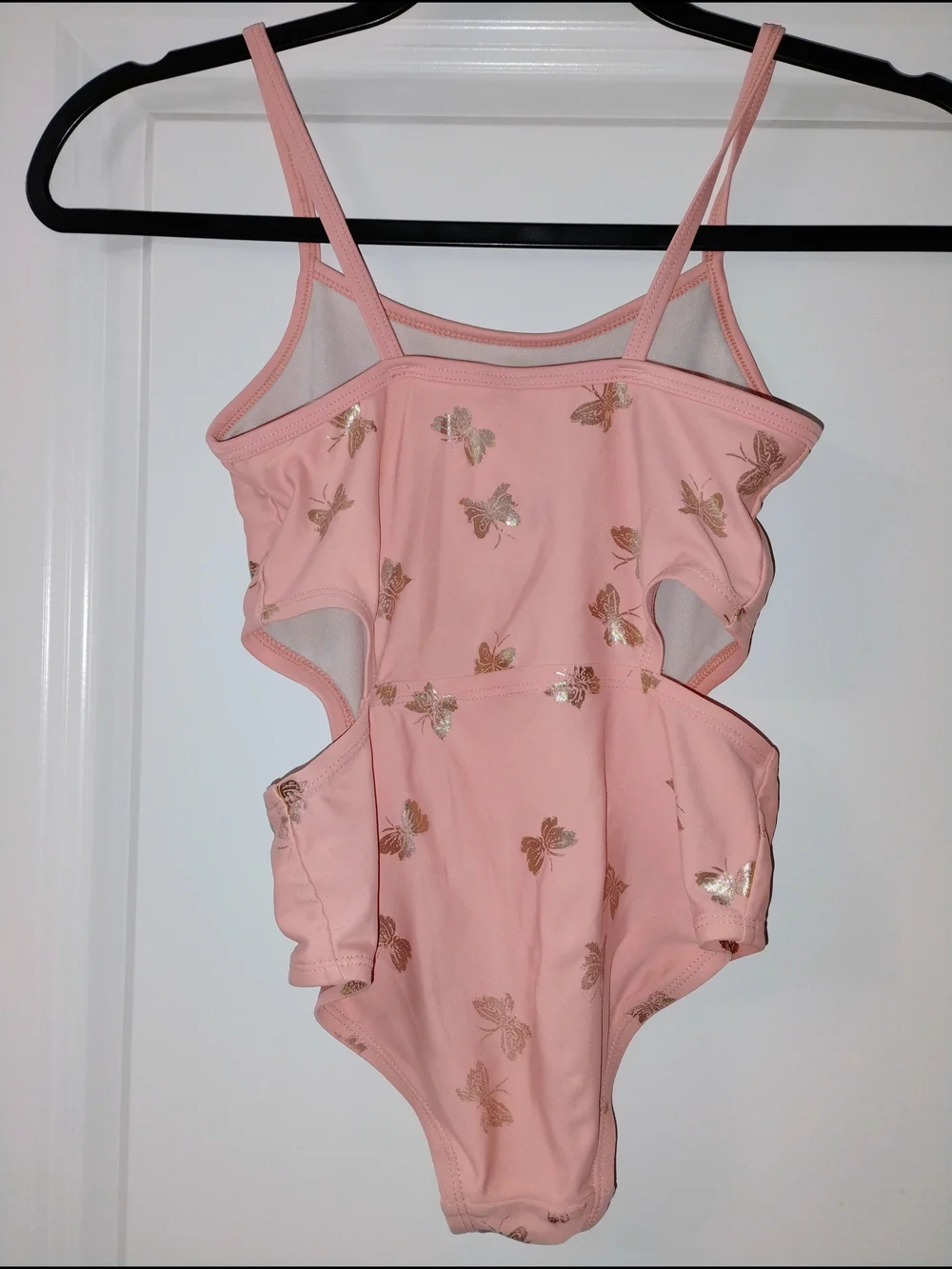 Osh Kosh B'gosh Girls Pink Peach Butterfly Foil Shimmer Swimwear 7 Cut Out